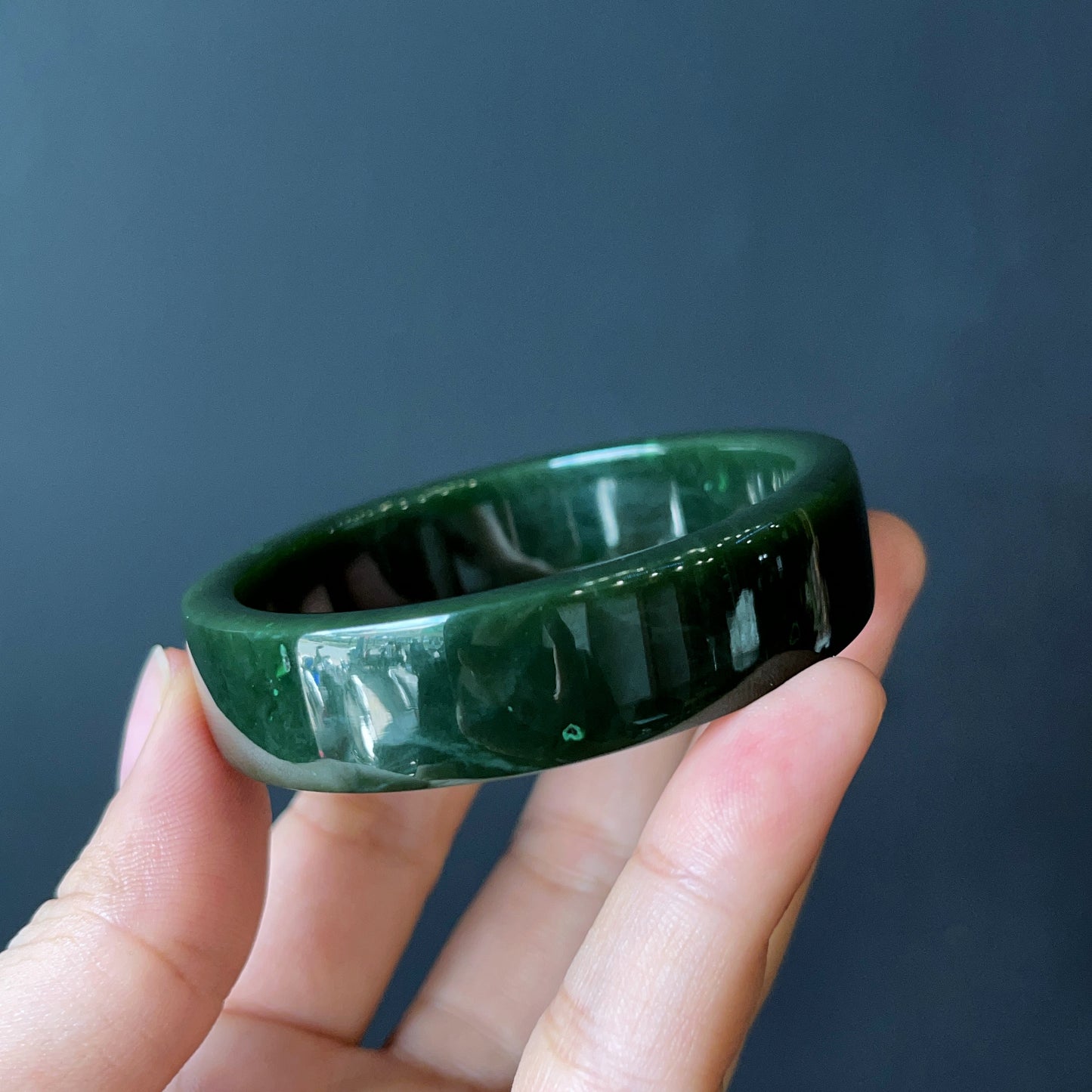 Natural Nephrite Jade Bangle Square Style Size 52 mm