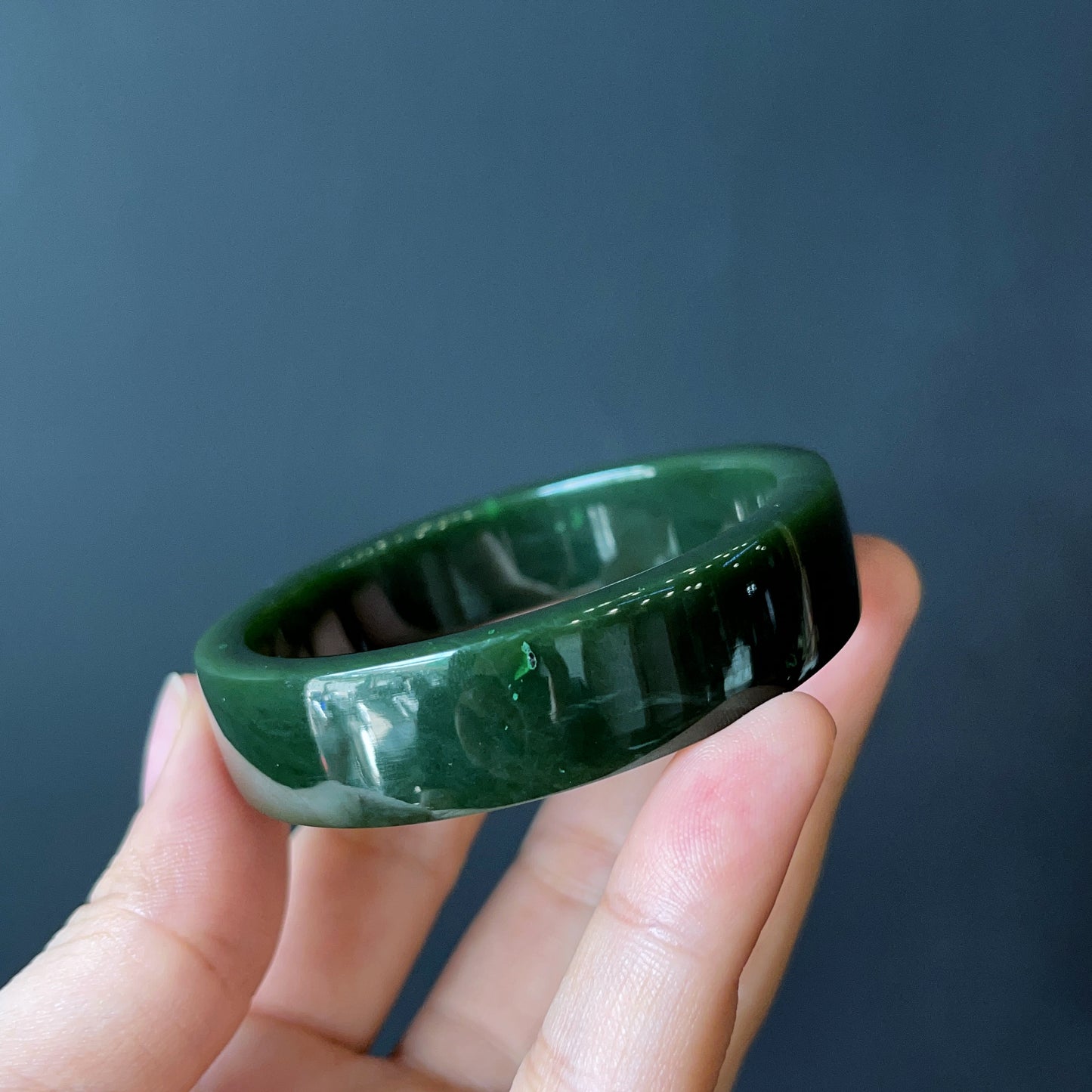 Natural Nephrite Jade Bangle Square Style Size 52 mm