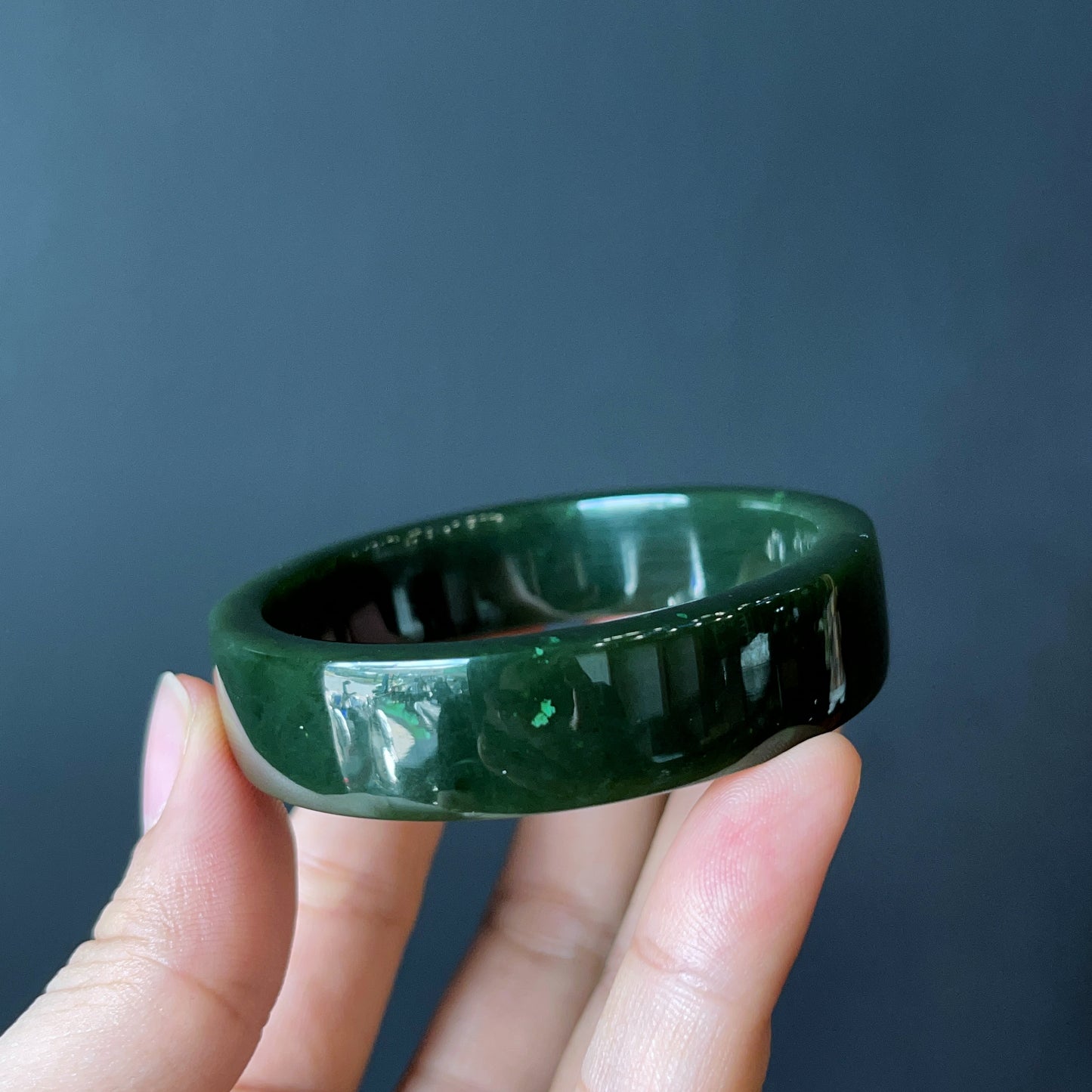 Natural Nephrite Jade Bangle Square Style Size 52 mm