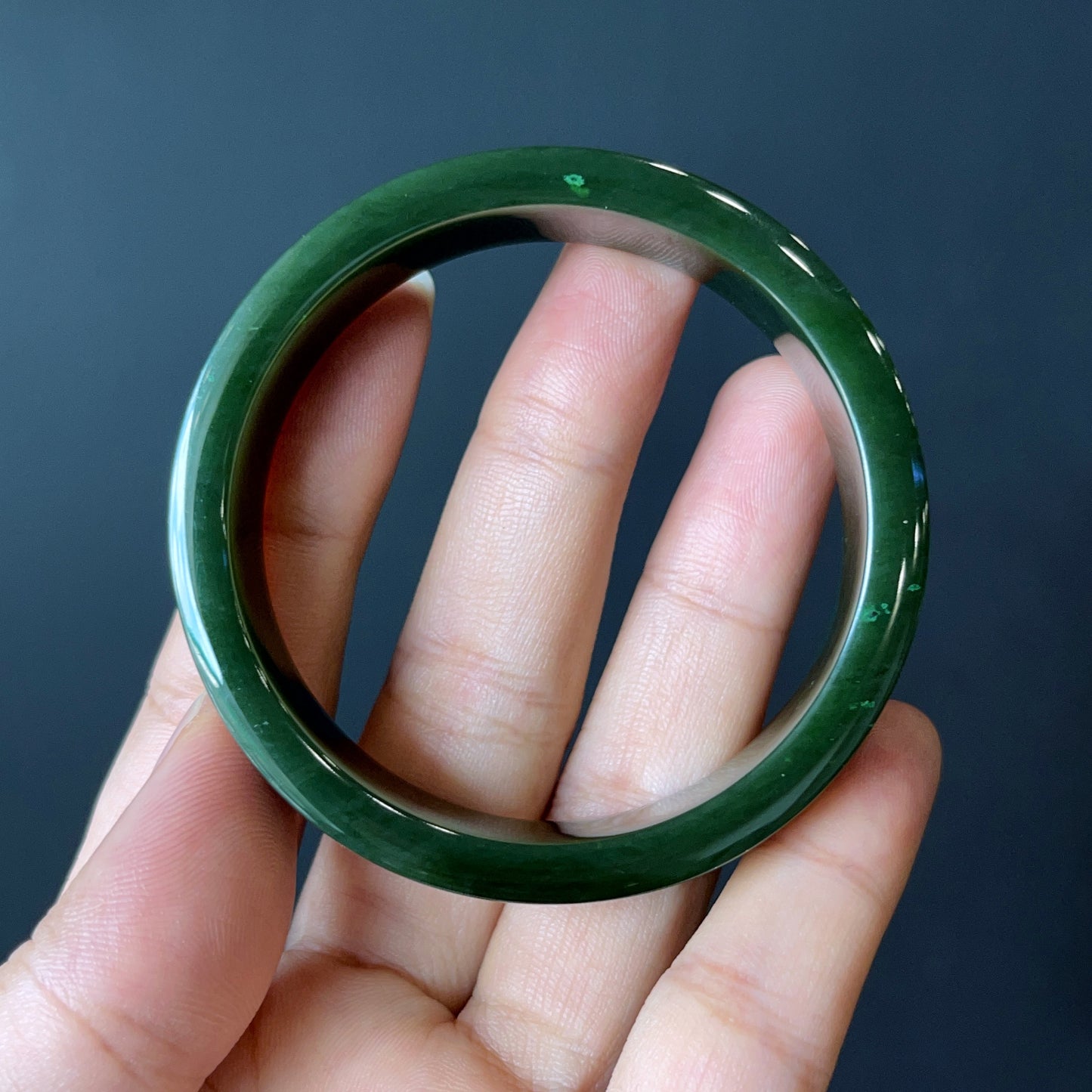 Natural Nephrite Jade Bangle Square Style Size 52 mm