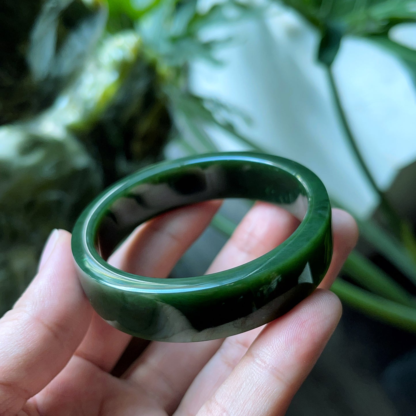 Natural Nephrite Jade Bangle Square Style Size 52 mm