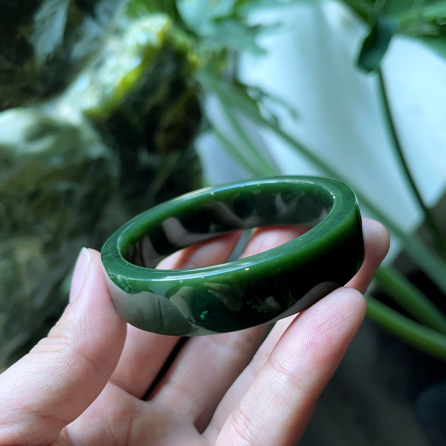 Natural Nephrite Jade Bangle Square Style Size 52 mm