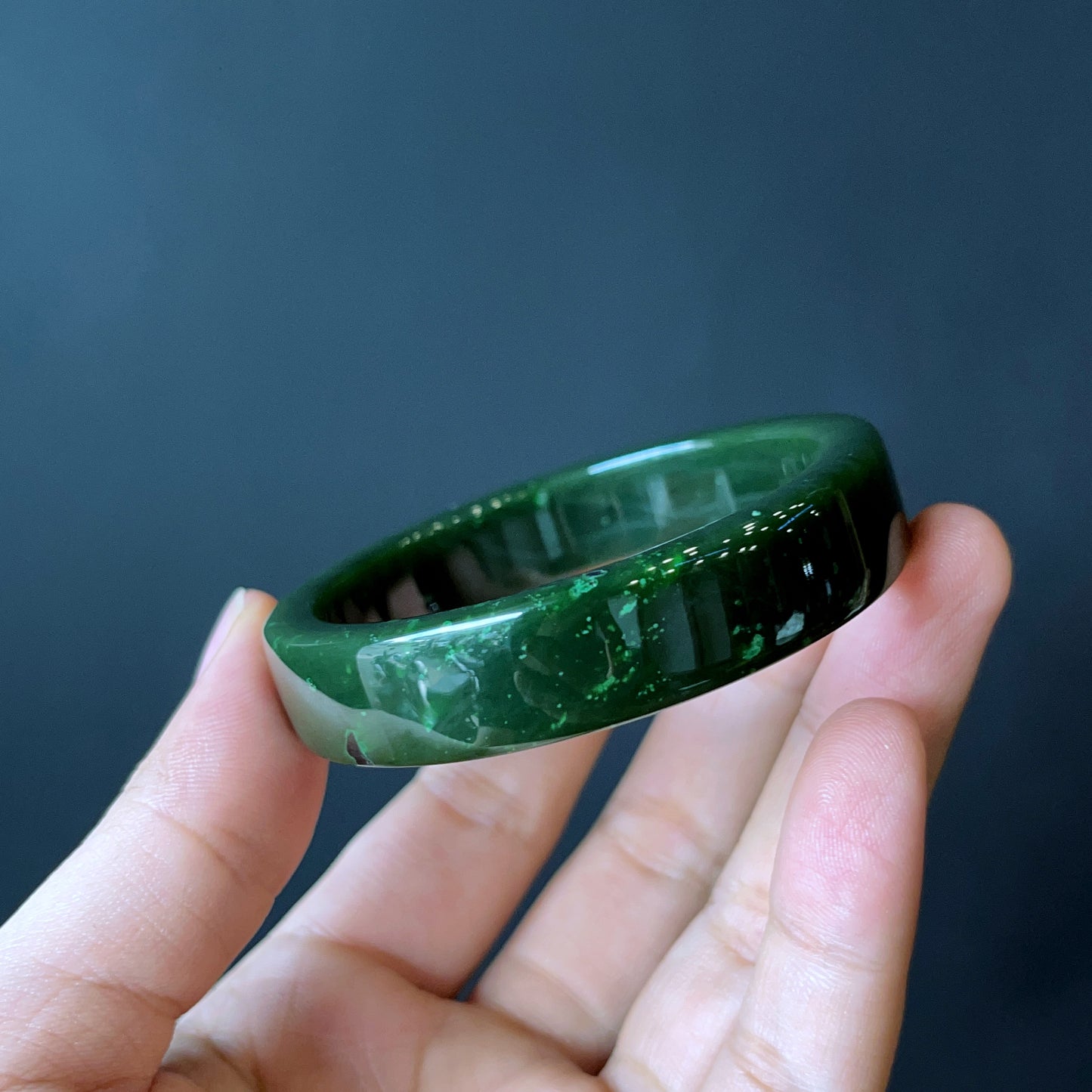 Natural Nephrite Jade Bangle Square Style Size 52 mm