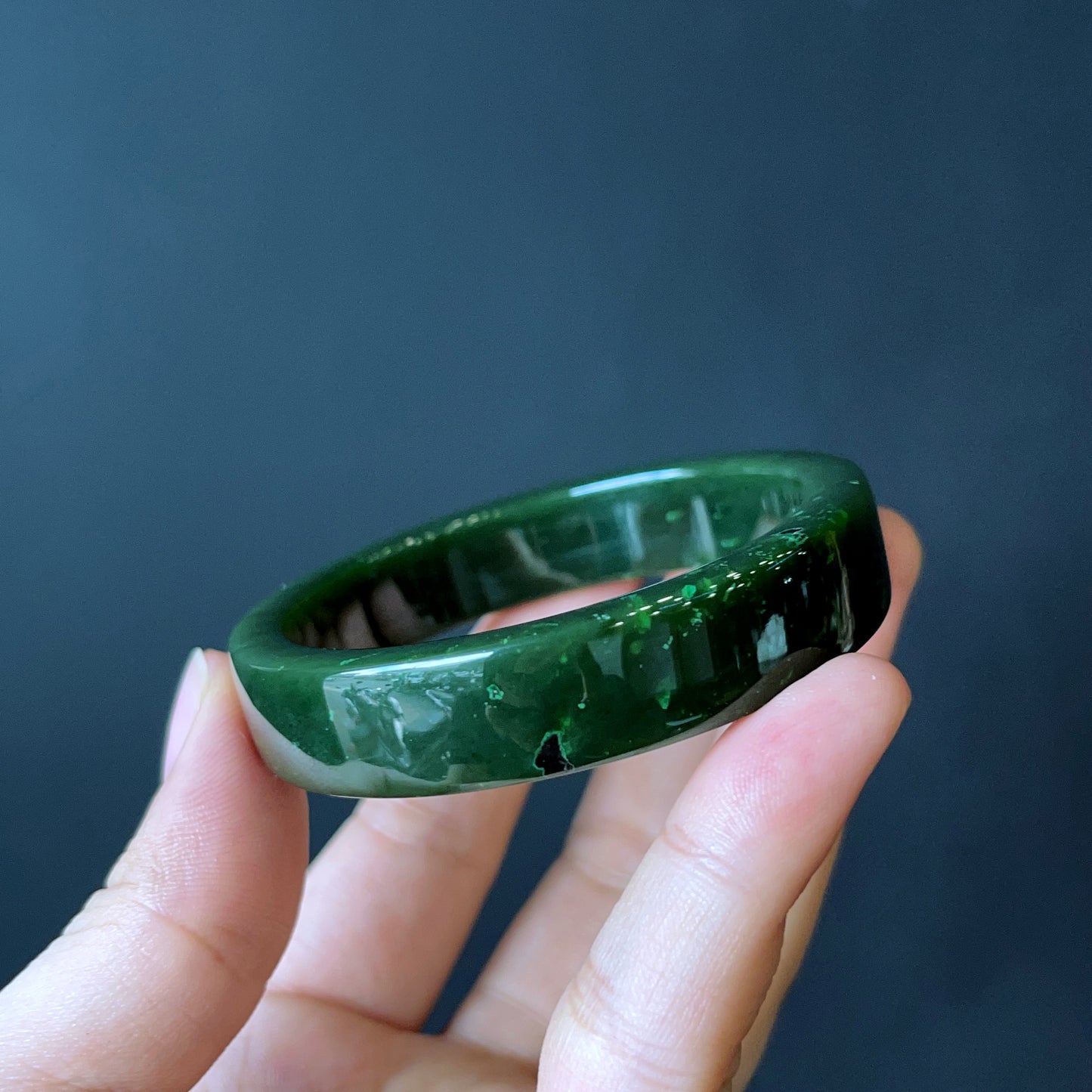 Natural Nephrite Jade Bangle Square Style Size 52 mm