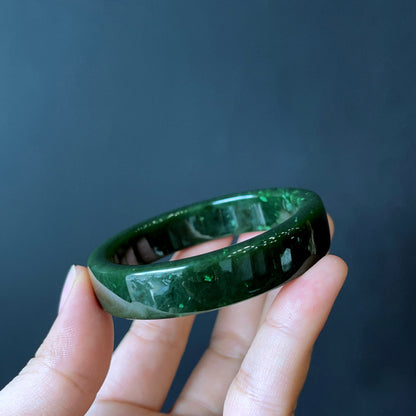 Natural Nephrite Jade Bangle Square Style Size 52 mm