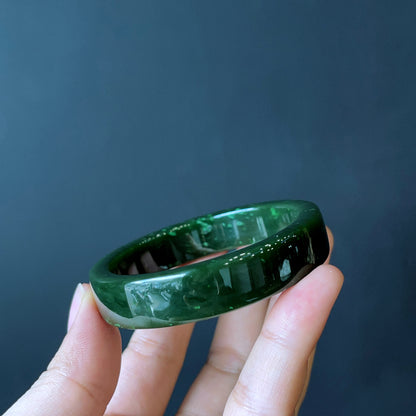 Natural Nephrite Jade Bangle Square Style Size 52 mm