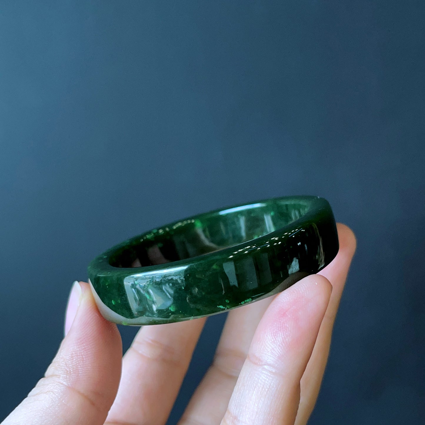 Natural Nephrite Jade Bangle Square Style Size 52 mm