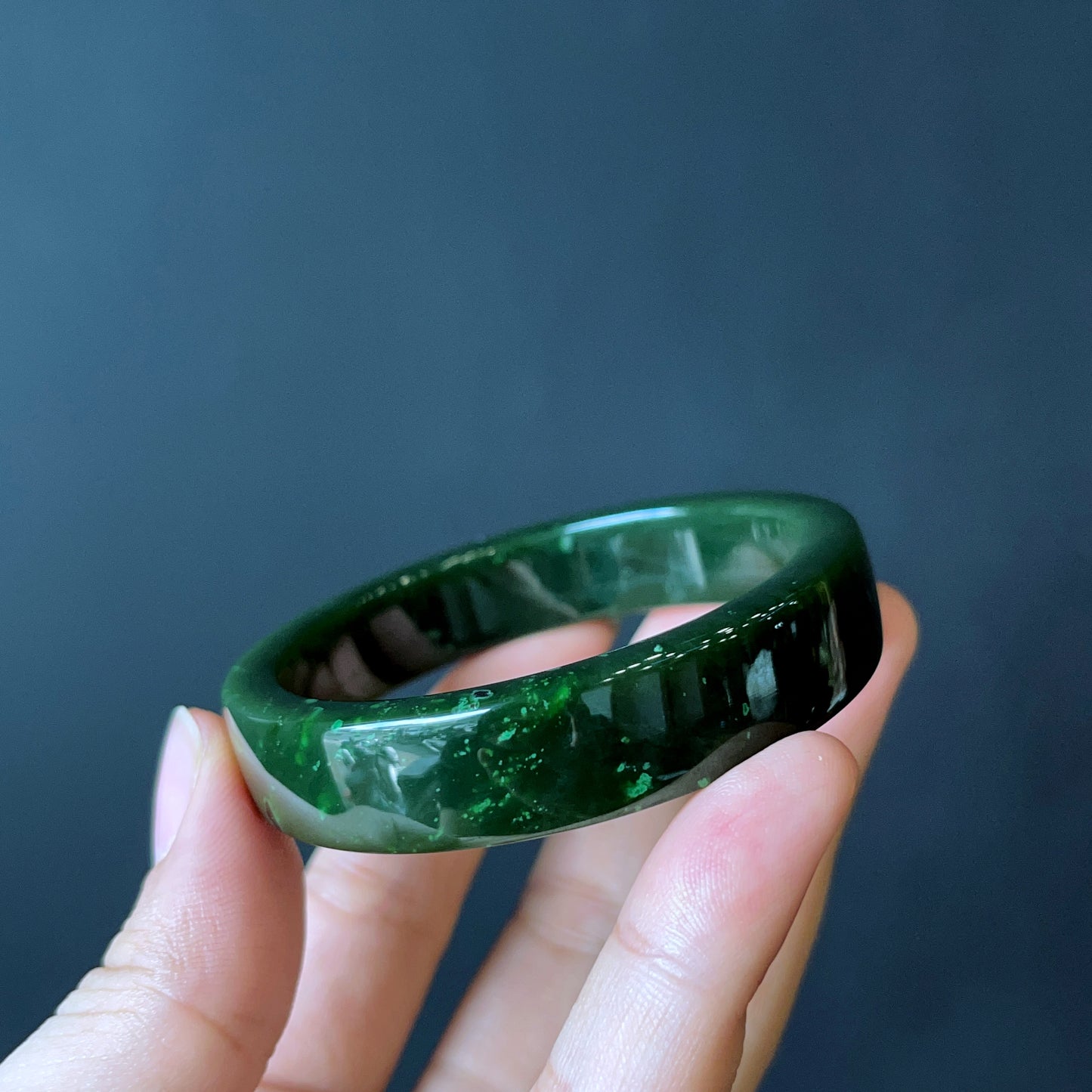 Natural Nephrite Jade Bangle Square Style Size 52 mm