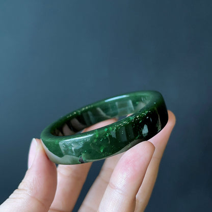 Natural Nephrite Jade Bangle Square Style Size 52 mm