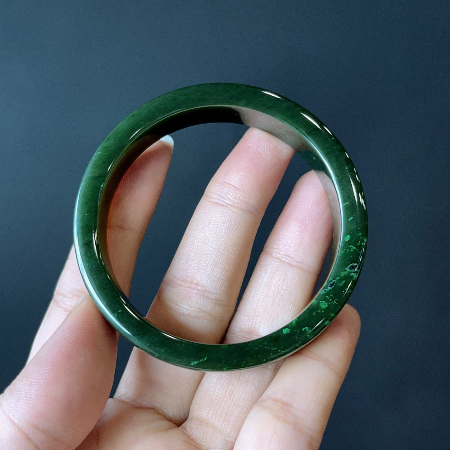 Natural Nephrite Jade Bangle Square Style Size 52 mm