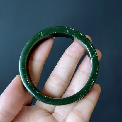 Natural Nephrite Jade Bangle Square Style Size 52 mm