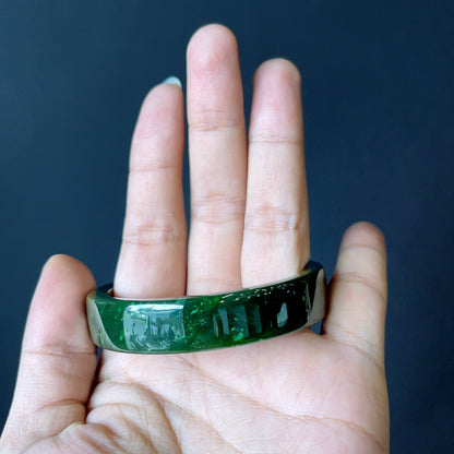 Natural Nephrite Jade Bangle Square Style Size 52 mm