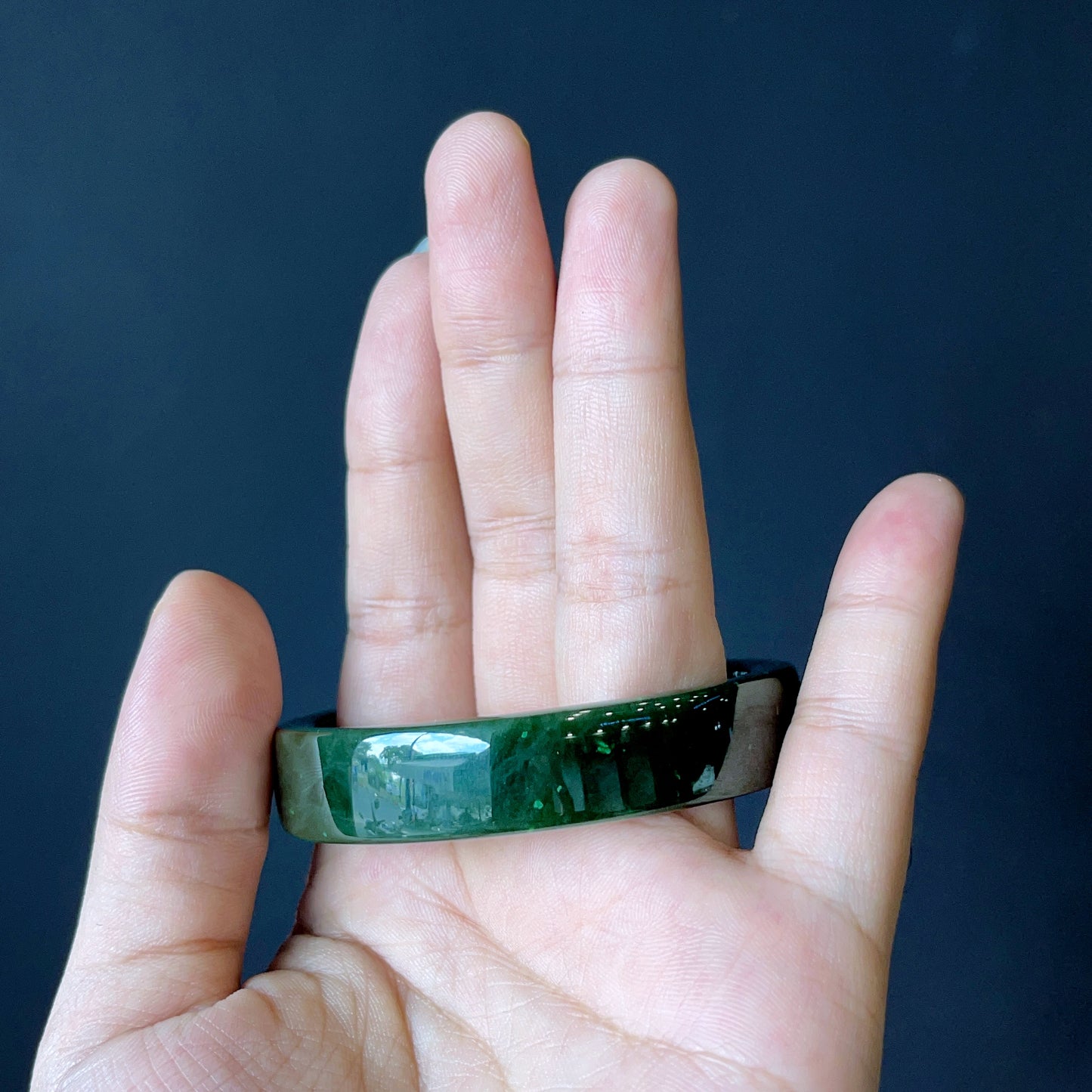 Natural Nephrite Jade Bangle Square Style Size 52 mm