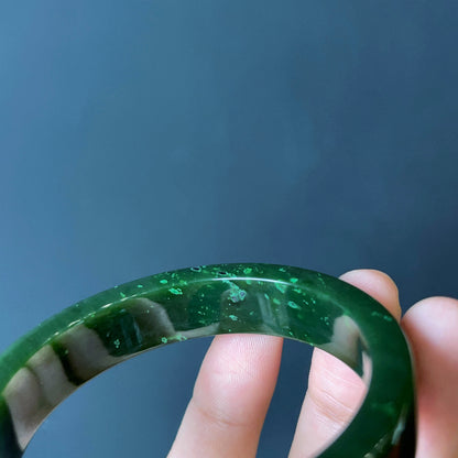 Natural Nephrite Jade Bangle Square Style Size 52 mm