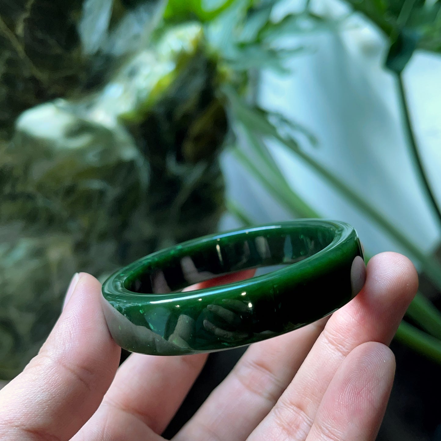 Natural Nephrite Jade Bangle Square Style Size 52 mm