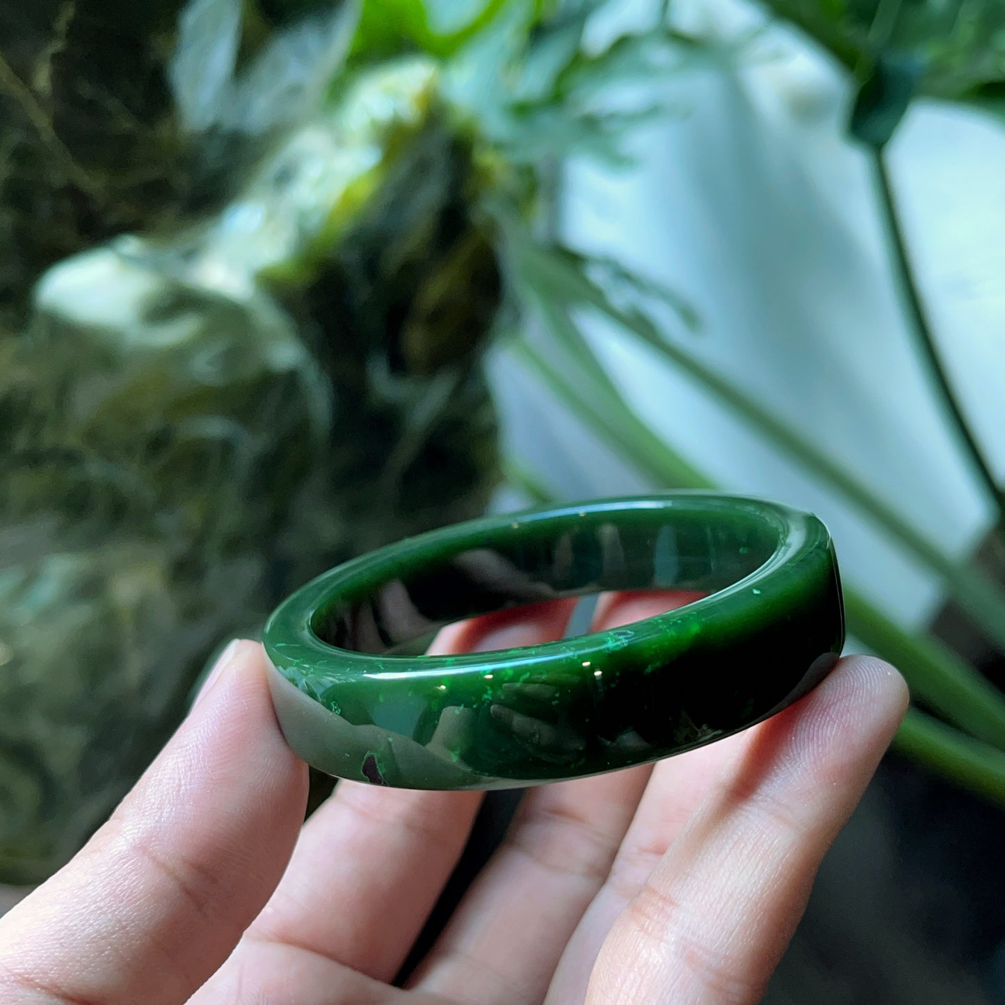 Natural Nephrite Jade Bangle Square Style Size 52 mm