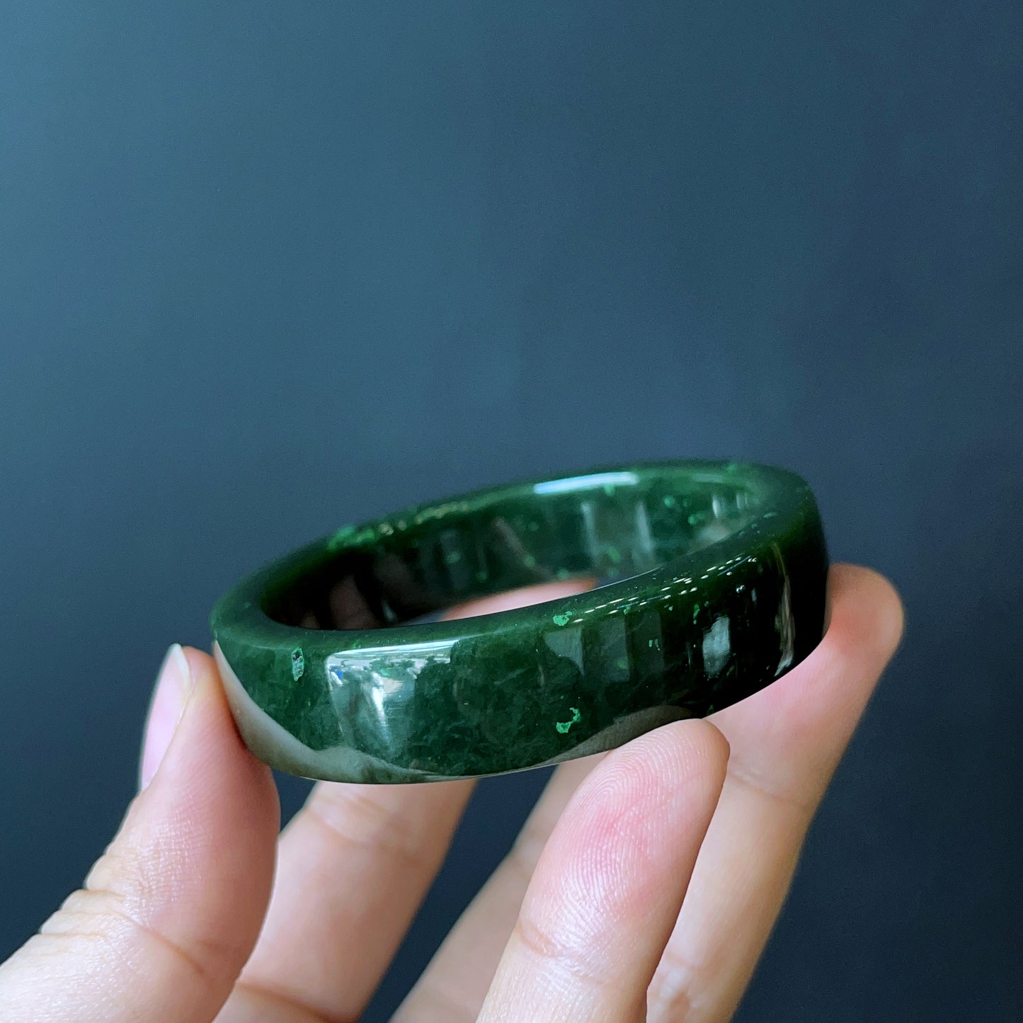 Natural Nephrite Jade Bangle Square Style Size  52 mm