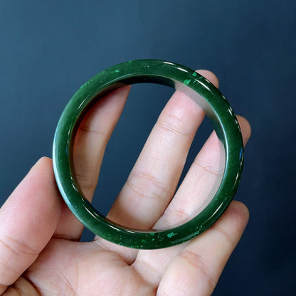 Natural Nephrite Jade Bangle Square Style Size  52 mm