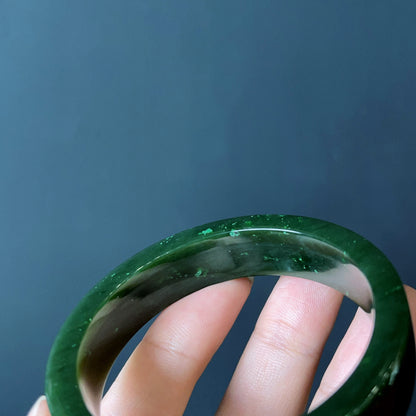 Natural Nephrite Jade Bangle Square Style Size  52 mm