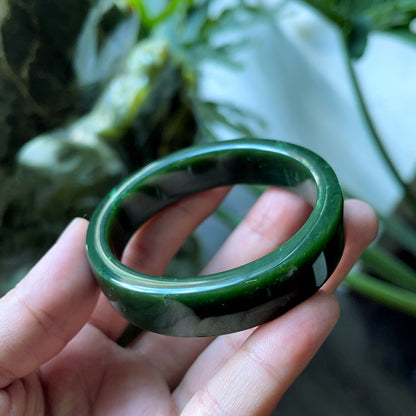 Natural Nephrite Jade Bangle Square Style Size  52 mm