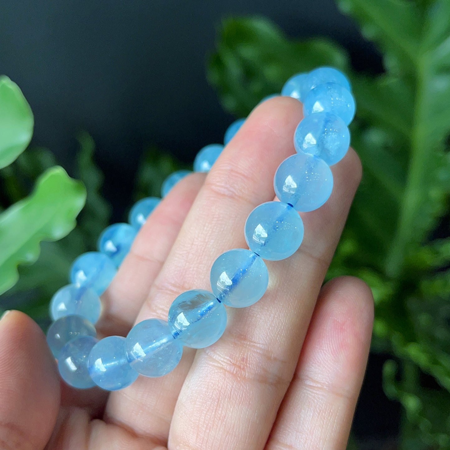 Bracelet aigue-marine taille 10 mm