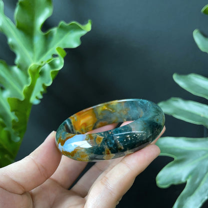 Bracelet Agate Mousse Style Feuille Taille 54 mm