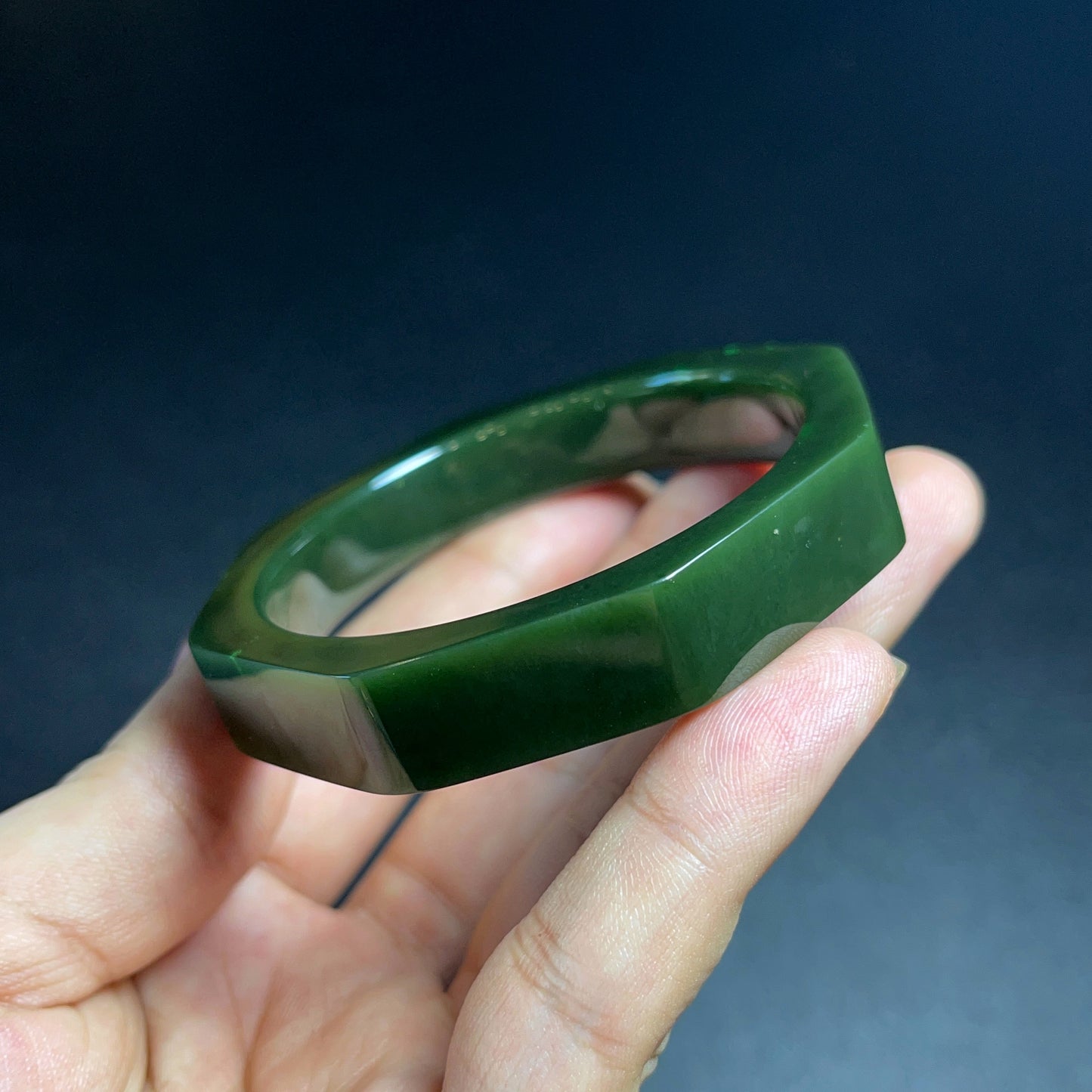 Natural Nephrite Jade Bangle Square Style Size 52 mm