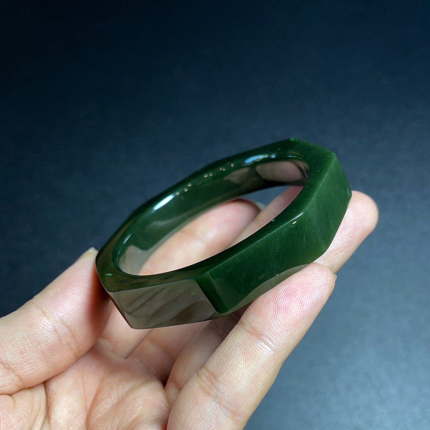 Natural Nephrite Jade Bangle Square Style Size 52 mm