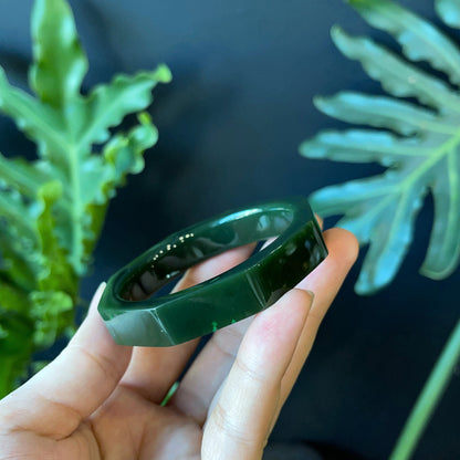 Natural Nephrite Jade Bangle Square Style Size 52 mm