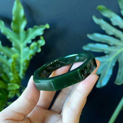 Natural Nephrite Jade Bangle Square Style Size 52 mm