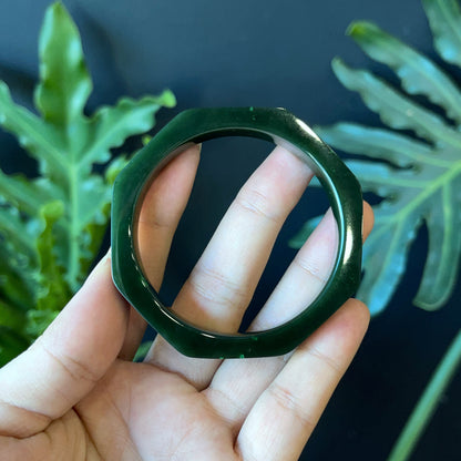 Natural Nephrite Jade Bangle Square Style Size 52 mm