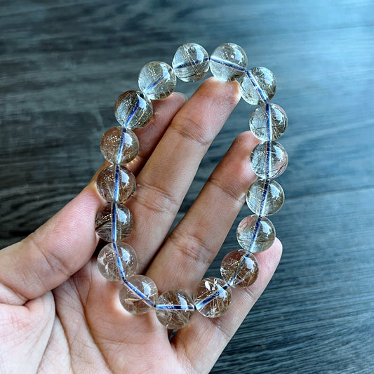 Platinum Rutilated Quartz Bracelet Size 12 mm