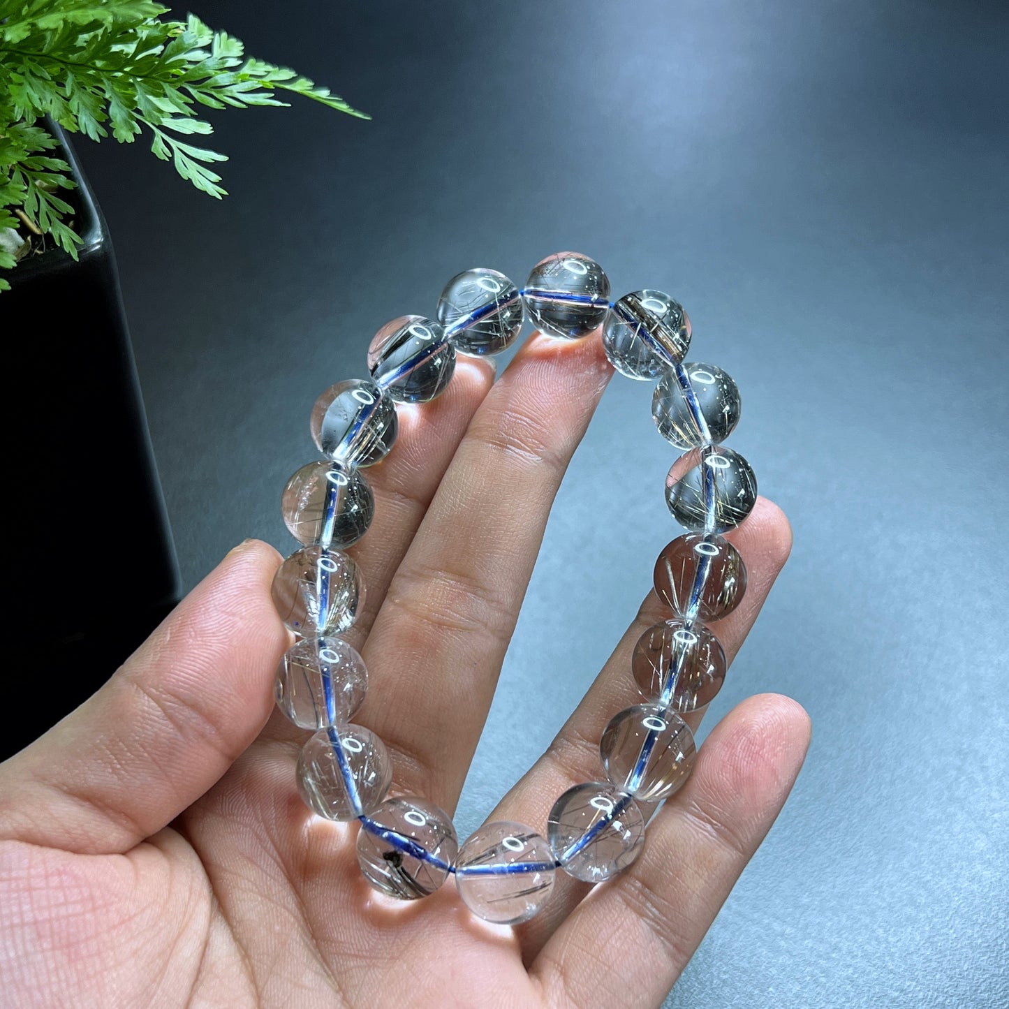 Platinum Rutilated Quartz VIP Bracelet Size 12 mm