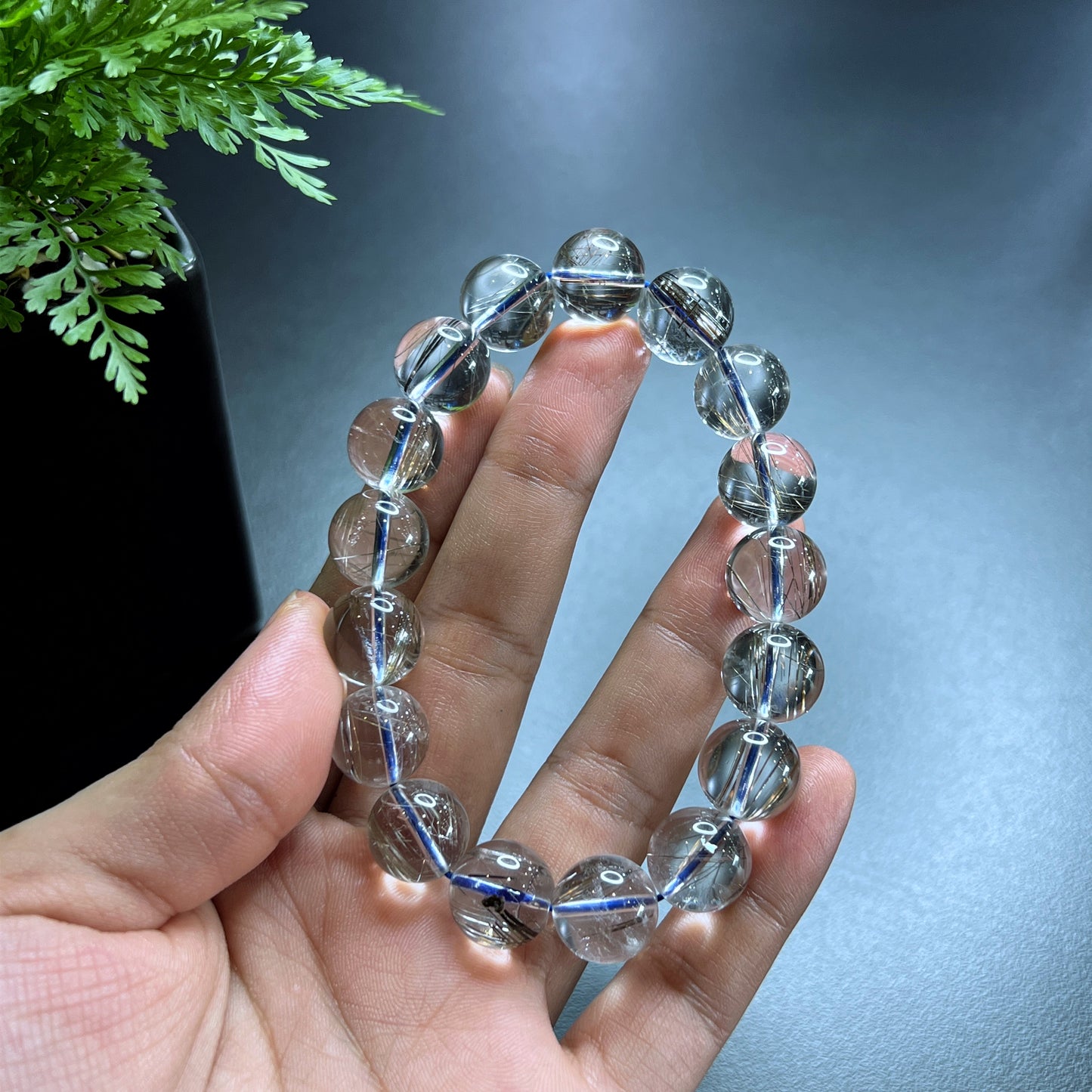 Platinum Rutilated Quartz VIP Bracelet Size 12 mm