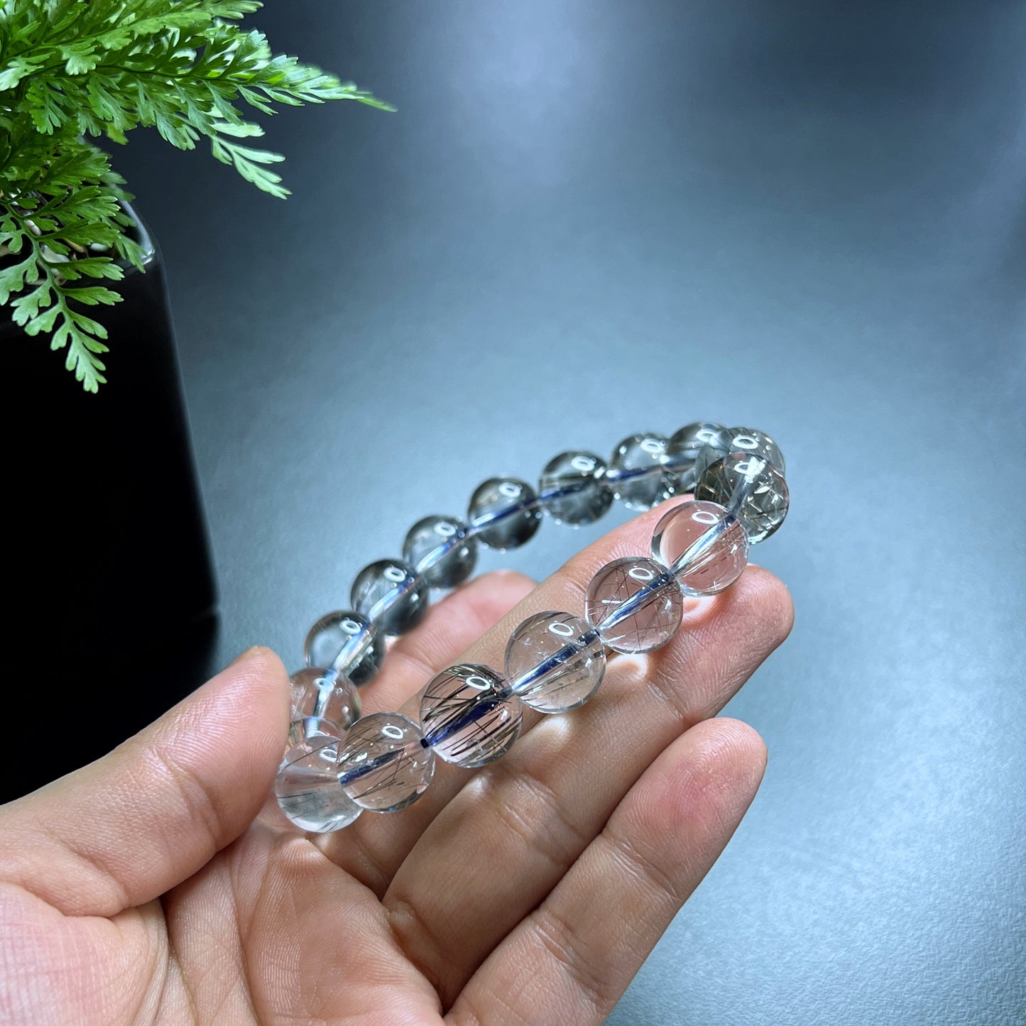 Platinum Rutilated Quartz VIP Bracelet Size 12 mm