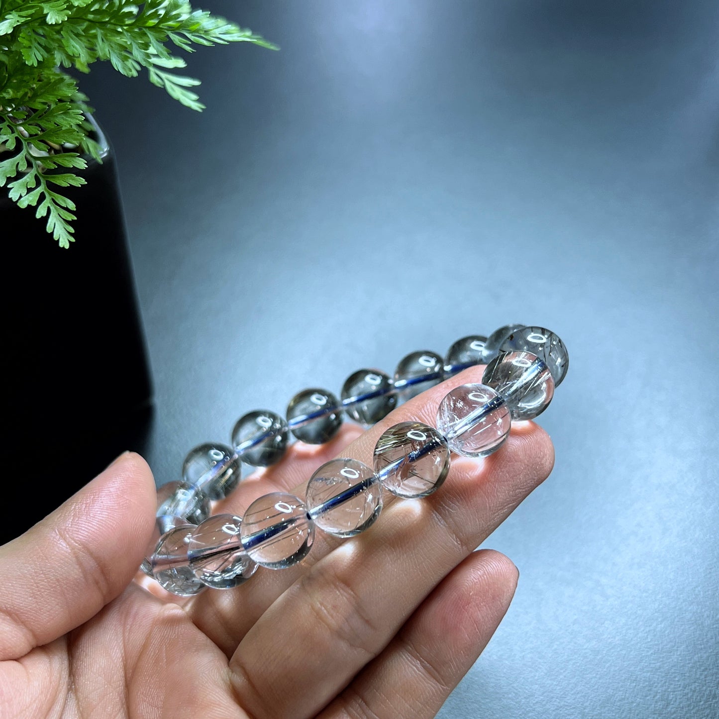 Platinum Rutilated Quartz VIP Bracelet Size 12 mm
