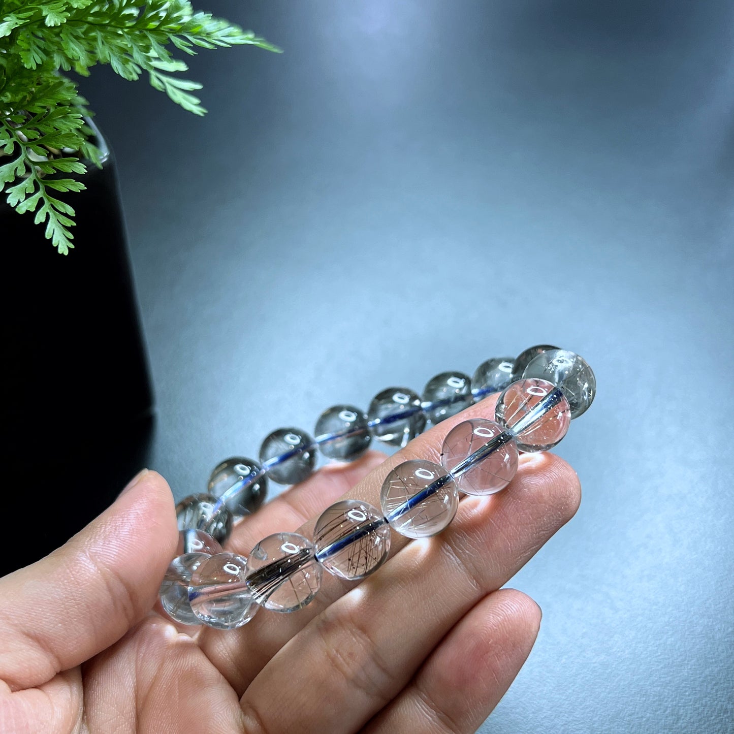 Platinum Rutilated Quartz VIP Bracelet Size 12 mm