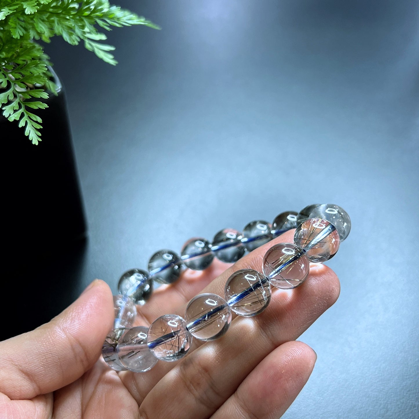 Platinum Rutilated Quartz VIP Bracelet Size 12 mm
