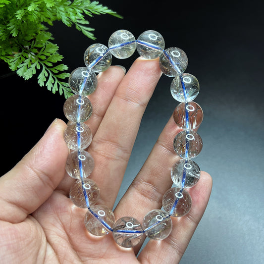Platinum Rutilated Quartz Bracelet Size 12 mm