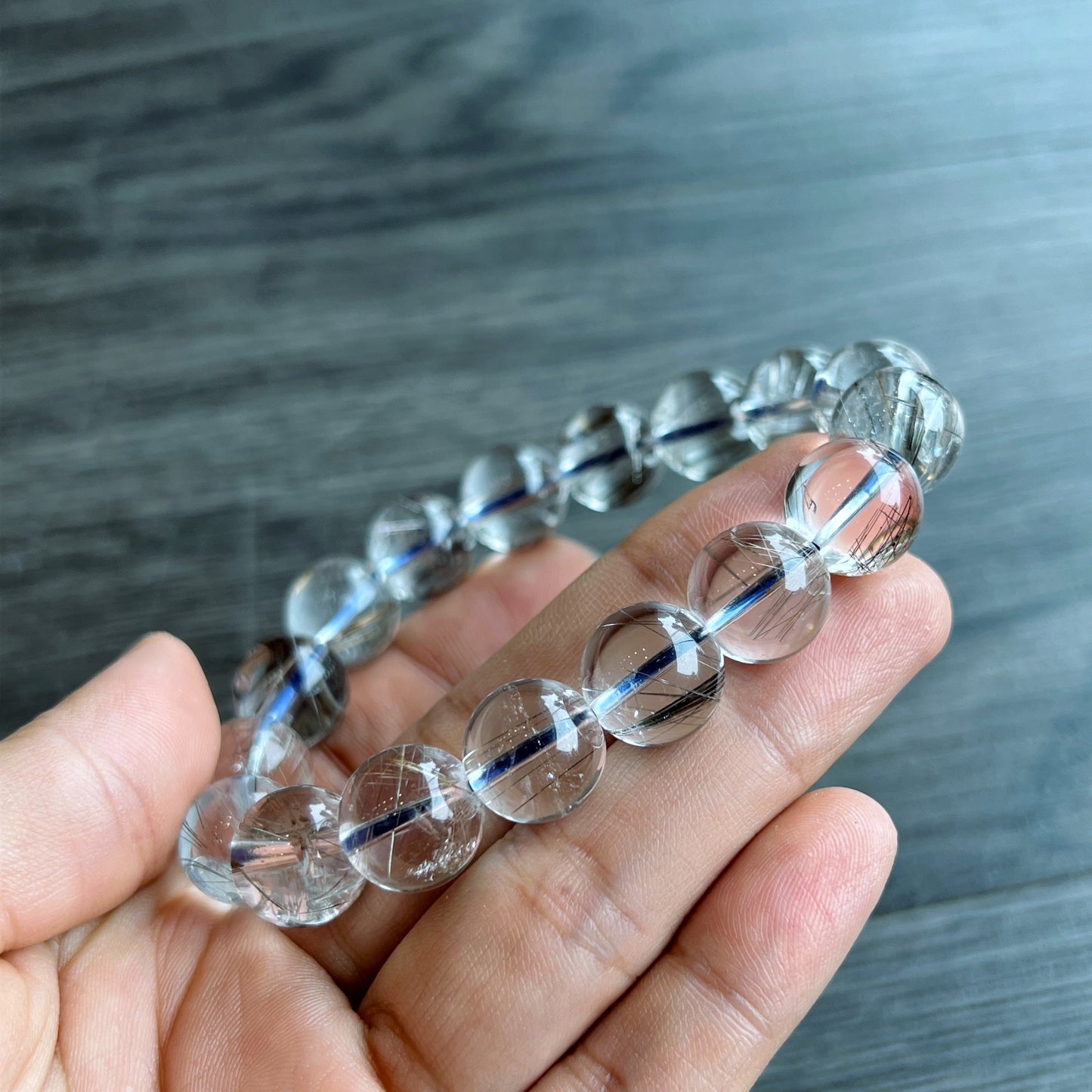 Platinum Rutilated Quartz VIP Bracelet Size 12 mm