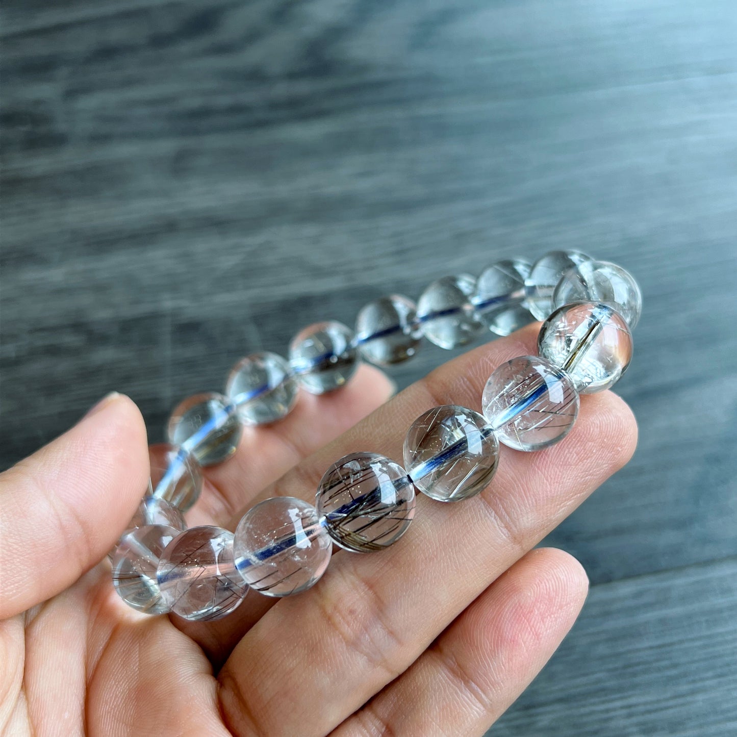 Platinum Rutilated Quartz VIP Bracelet Size 12 mm