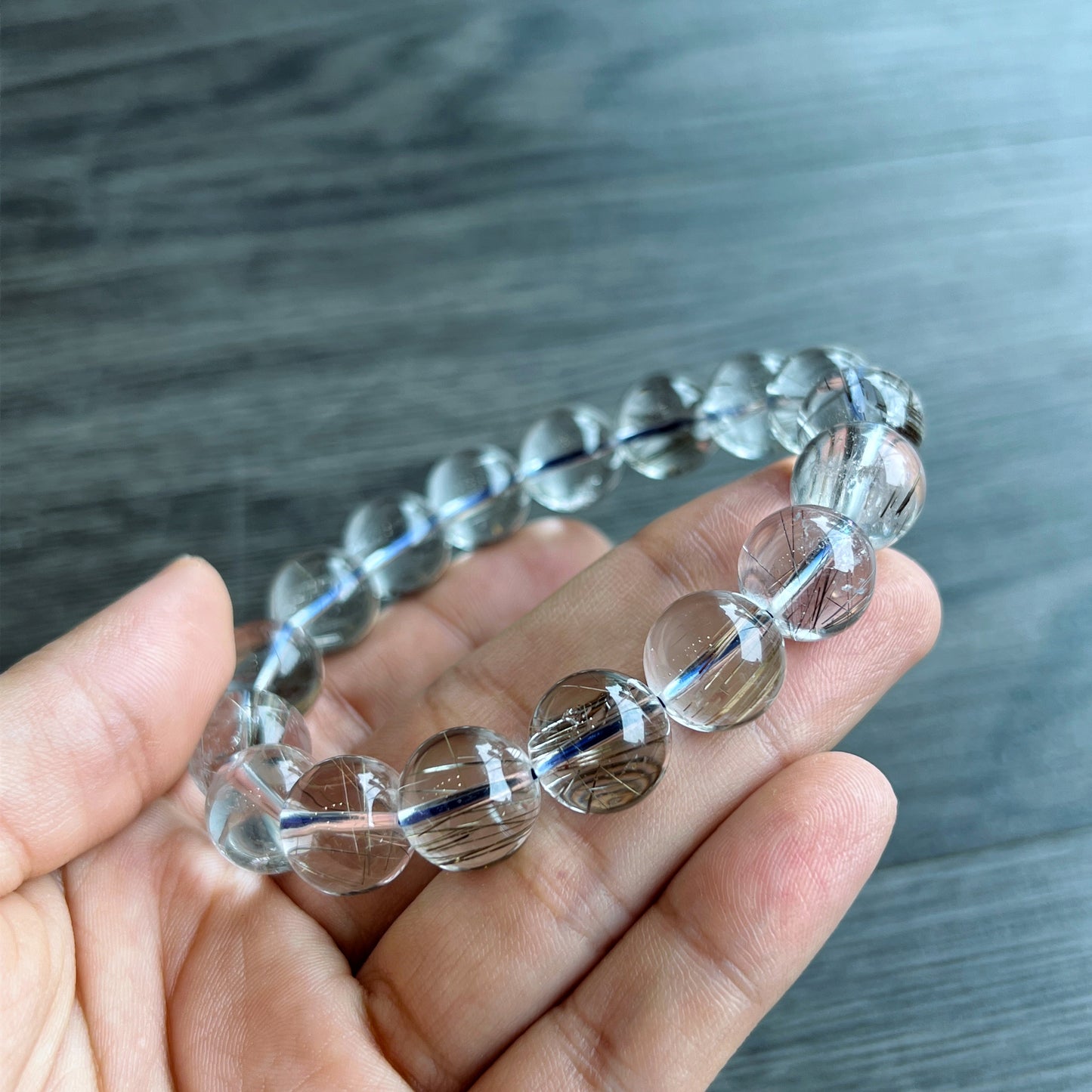Platinum Rutilated Quartz VIP Bracelet Size 12 mm