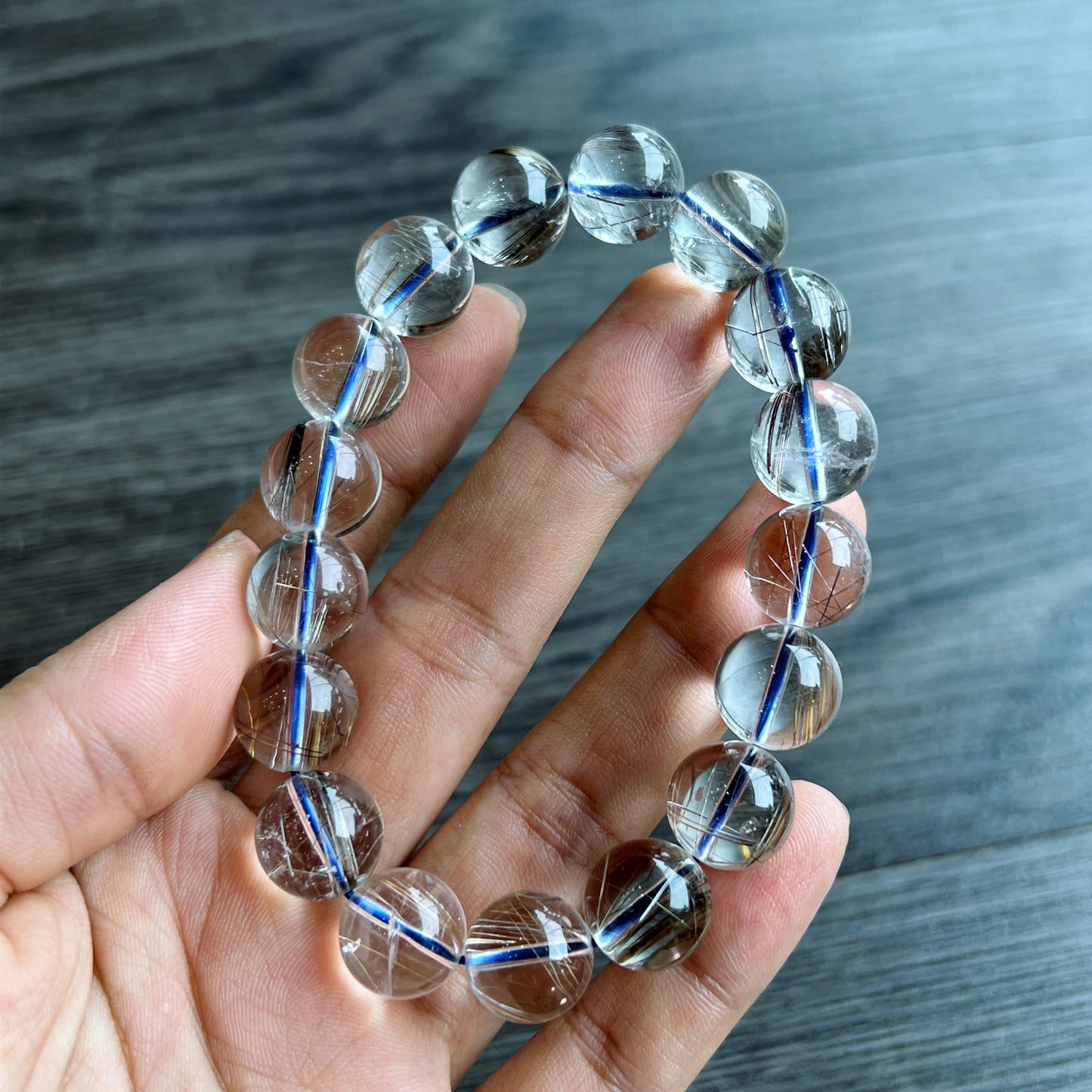 Platinum Rutilated Quartz VIP Bracelet Size 12 mm