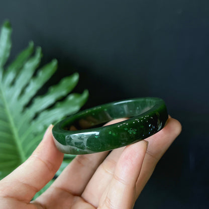 Natural Nephrite Jade Bangle Square Style Size 56 mm