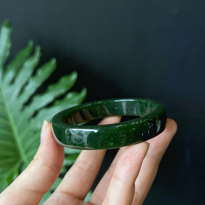 Natural Nephrite Jade Bangle Square Style Size 56 mm