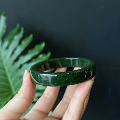 Natural Nephrite Jade Bangle Square Style Size 56 mm