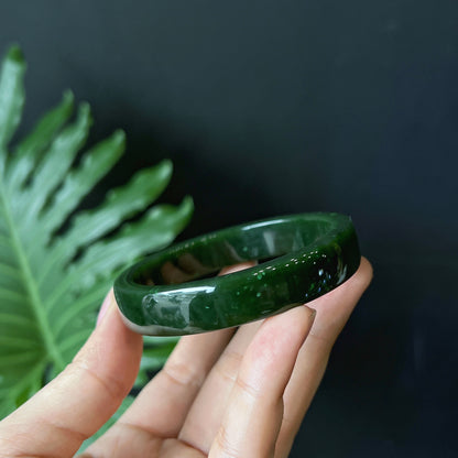 Natural Nephrite Jade Bangle Square Style Size 56 mm