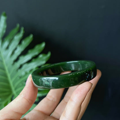 Natural Nephrite Jade Bangle Square Style Size 56 mm