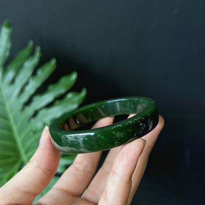 Natural Nephrite Jade Bangle Square Style Size 56 mm