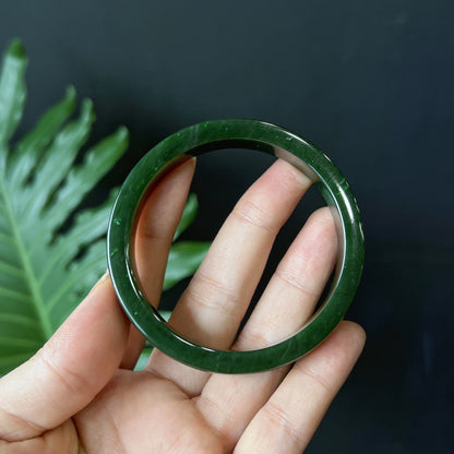 Natural Nephrite Jade Bangle Square Style Size 56 mm